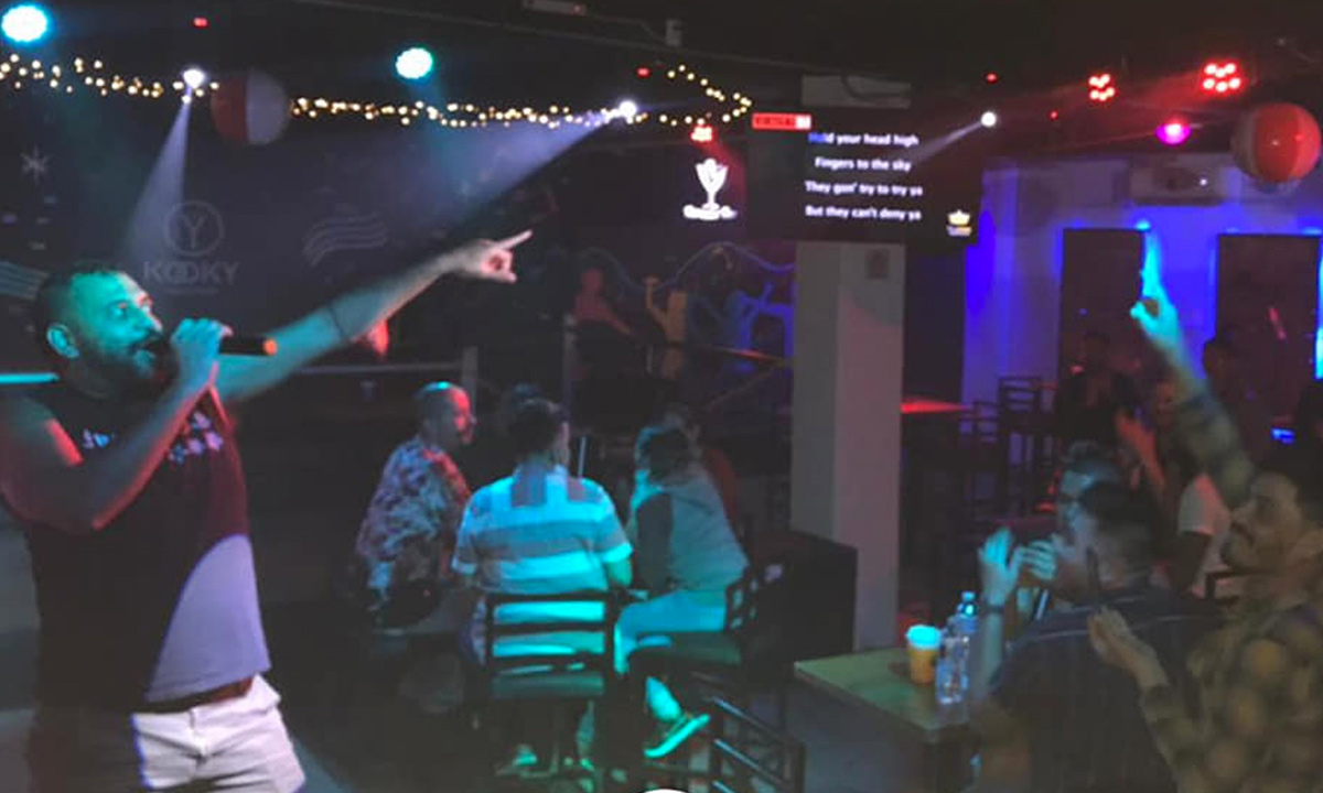 Man singing at a karaoke
