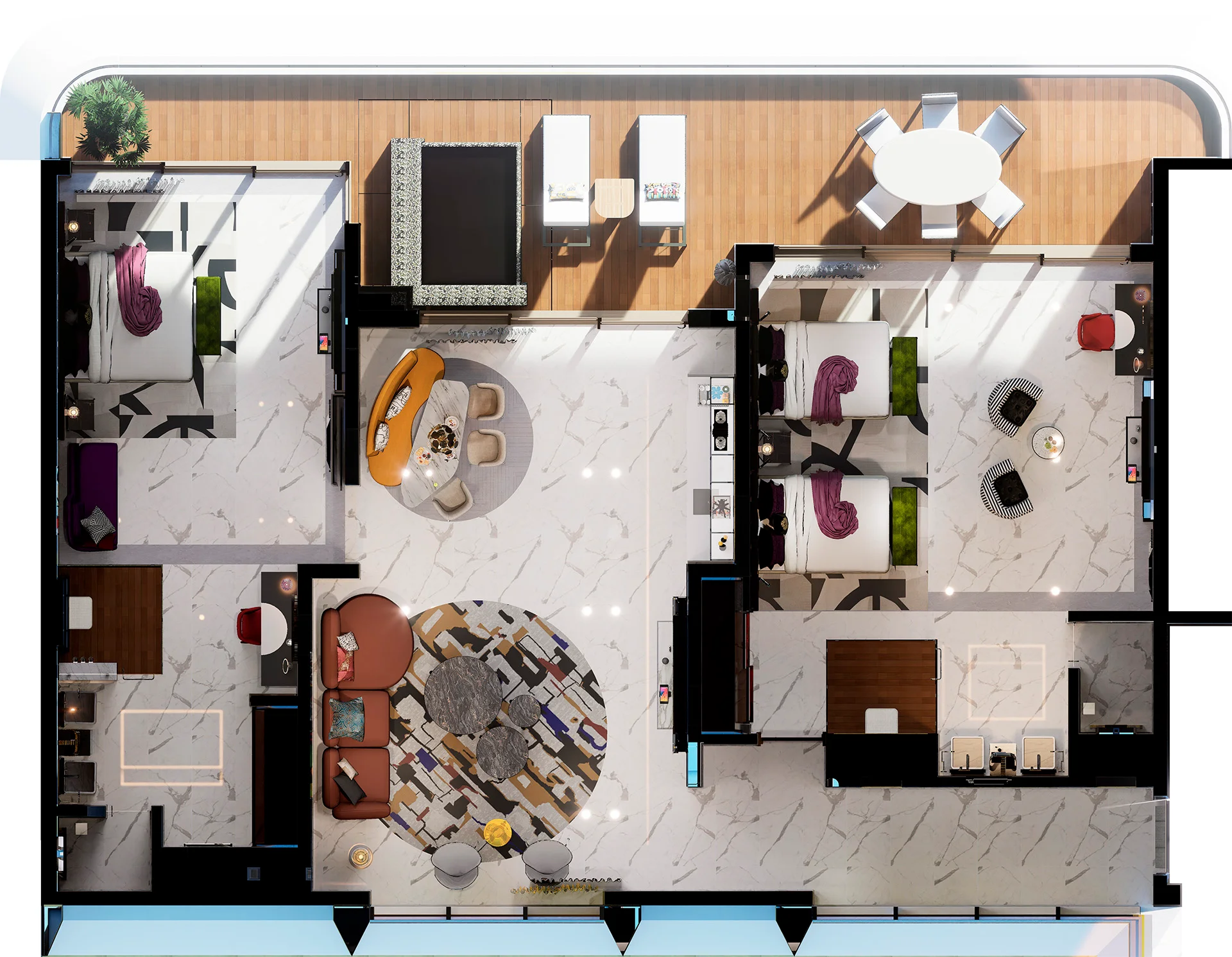 floor plan of Two Bedroom Master Suite