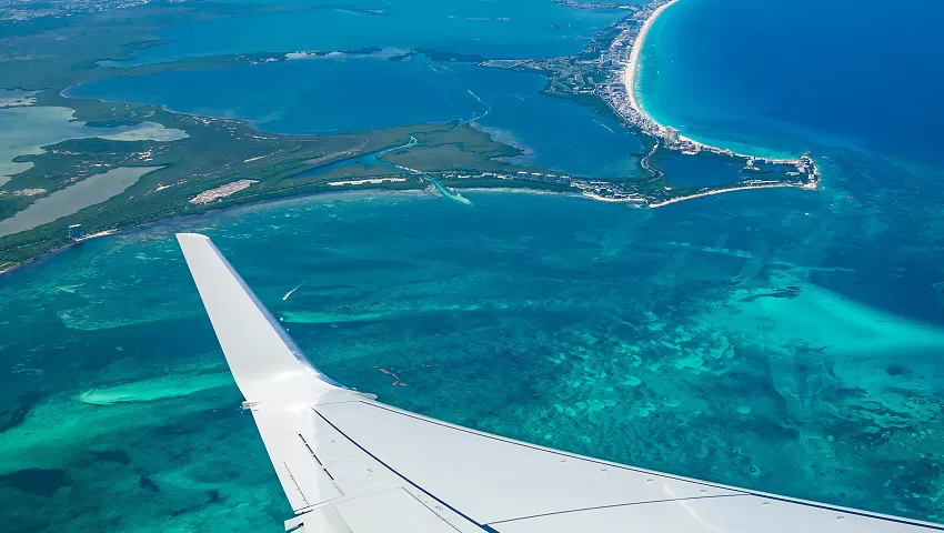 Plane over Cancun